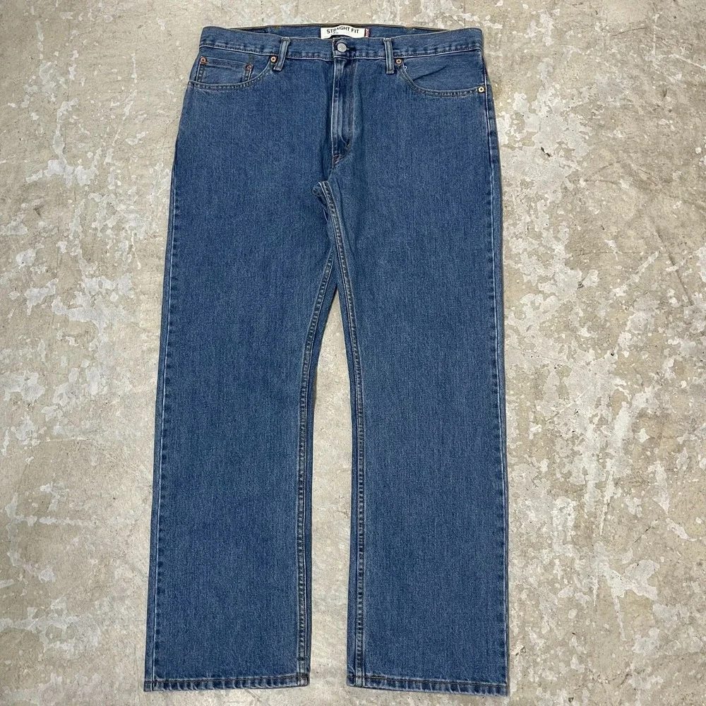 Levis Jeans Mens 38x32 Blue Pants 505 Straight Mid Rise‎ Denim Cotton Workwear